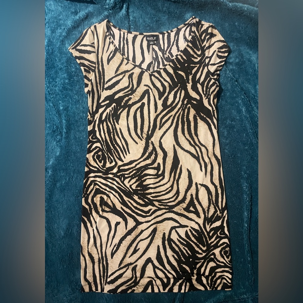 Allen B. by Allen Schwartz Black and White Animal Print Dress